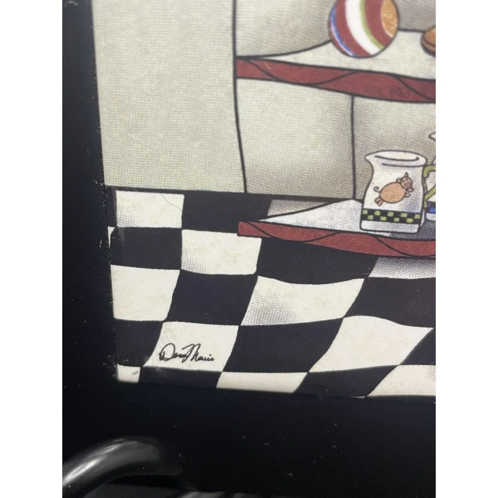 4PC.Set Ceramic‎ Tile Cook Chief Desing With Wood Frame Kitchen Decor